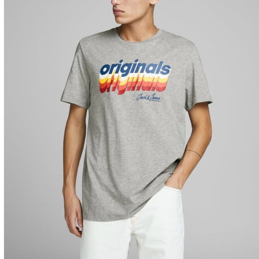 Jack & Jones originals gray casual club party t’shirt size medium
